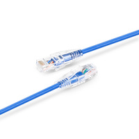 Kabel patch UTP Cat6A slim RJ45 tembaga, kabel ethernet ultra tipis untuk pusat data berdensitas tinggi