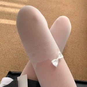 Cute Kitten White Stockings 0D Ultra Thin Nylon Pantyhose With Bow Sweet Design For Women Spring Summer Fashion - Product Image 4