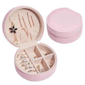 Modern Portable PU Leather Jewelry <b>Box</b> Velvet Lining Zipper Closure Multi-Function Travel Storage Case for <b>Rings</b> Earrings - Product Image 2