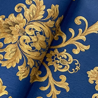 Mur et mur intérieur matériaux de construction papier peint Damas papier peint chambre salon fond mur bleu autre papier peint