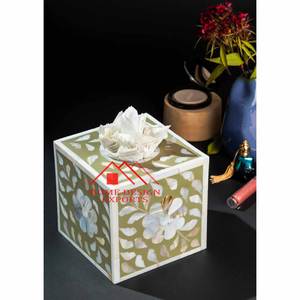 Porta Cajas de Pañuelos Decorativo con Incrustaciones de Hueso para Uso en Mesa, Diseño Moderno, Porta Cajas de Pañuelos de Tamaño Personalizado - Product Image 2