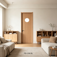 Porte de chambre moderne en MDF insonorisée, design personnalisable, surface finie pour usage intérieur dans les villas et salles de bain