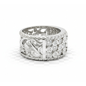 925 <b>Silver</b> Diamond <b>Ring</b> Vintage Filigree Band Luxury Designer <b>Ring</b> Micro Pave Wedding Jewelry <b>Statement</b> Anniversary <b>Ring</b> - Product Image 1