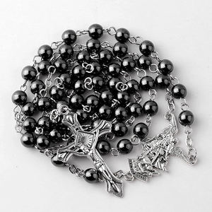 Cuentas <span class=keywords><strong>de</strong></span> hematita <span class=keywords><strong>de</strong></span> 6mm <span class=keywords><strong>para</strong></span> hombres, collar <span class=keywords><strong>de</strong></span> <span class=keywords><strong>cadena</strong></span> con colgante <span class=keywords><strong>de</strong></span> San Valentín con colgante <span class=keywords><strong>de</strong></span> cruz <span class=keywords><strong>de</strong></span> <span class=keywords><strong>plata</strong></span>, regalo religioso, joyería <span class=keywords><strong>de</strong></span> moda - Product Image 2