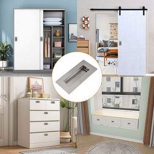 WEKIS 201 Stainless Steel 4-Inch X 2-Inch Recessed Sliding <b>Door</b> <b>Handle</b> Flush Kitchen Drawer <b>Pulls</b> Cabinet Hardware Hotel Villa - Product Image 6