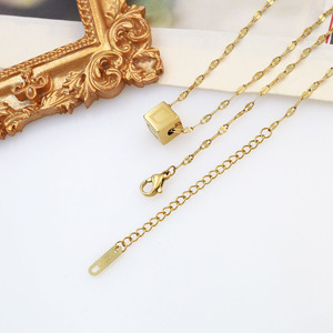 Cube Letter Titanium Steel Necklace For Women Gold Rose Gold Everyday Wear Geometric Pendant Fine Jewelry - Product Image 4