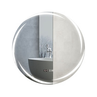 Miroir intelligent LED rond en verre de luxe avec interrupteur tactile anti-buée pour salle de bain et hôtel