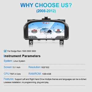 Kit de mise à niveau numérique du tableau de bord NaviHua pour Dodge RAM 2008-2012, écran LCD, compteur de vitesse, panneau d'instruments - Product Image 6