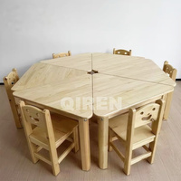 Mobilier scolaire en bois pour garderie, ensemble de gros, bureau et chaise pour classe de maternelle, bureau triangulaire coloré pour enfants