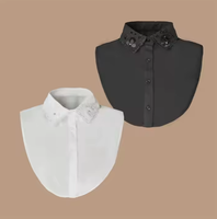Faux col en polyester 100% pour femme, fait main, avec broderie flocon de neige et perles, en stock, idéal pour la décoration