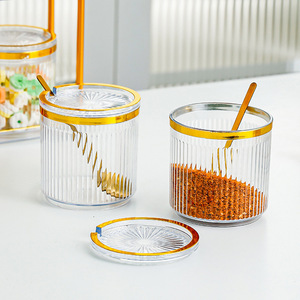 Juego de recipientes para especias con estante de almacenamiento, recipientes de vidrio herméticos para almacenamiento de condimentos de cocina, tapa de plástico tamaño M - Product Image 2