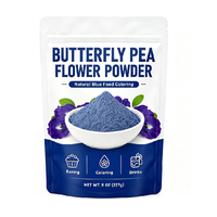 100% Bubuk Bunga Kacang Kupu-Kupu Alami Murni Anthocyanin Kelas Makanan Bubuk Matcha Biru