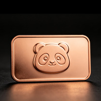 Pièce de collection rectangulaire en cuivre pur 999, tête de panda en relief profond 3D, pièce de monnaie en cuivre haute définition, 1 once