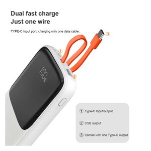Mini batterie externe portable haute capacité 20000mAh 10000mAh avec câbles intégrés, affichage, chargeur mobile PD22.5W pour smartphone, utilisation en extérieur - Product Image 2