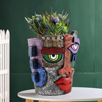 Oniya Harz-Sukkulententopf im Picasso-Stil, abstrakter Gesichts-Blumentopf, individueller, einzigartiger Kopf-Pflanzgefäß mit Drainageloch, ausgefallene Kunstdekoration