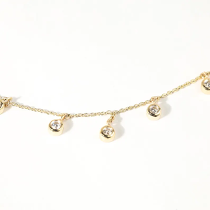 Collier de mariage en diamant rond naturel et cultivé en laboratoire, collier en or massif 14 carats, collier délicat avec pendentif diamant, collier élégant - Product Image 3