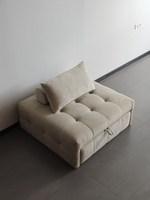 Canapé-lit convertible pliable pour une personne, idéal pour les petits appartements, extensible et coulissant, en tissu beige, rembourré en éponge, avec fonction traction