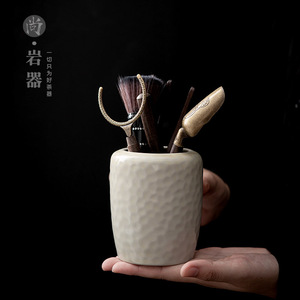 Six Gentlemen Tea Tools <b>Set</b> <b>Ceramic</b> Holder With Brush Spoon <b>Knife</b> Tongs For Tea Ceremony Dehua Made - Product Image 1