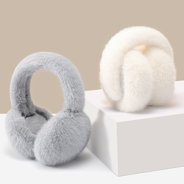 Customized Adjustable Faux Rabbit Fur Earmuffs Elegant Ladies Warm Outdoor Comfort Plush Winter Ear Muff for Women