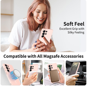 <span class=keywords><strong>Coque</strong></span> de téléphone <span class=keywords><strong>Samsung</strong></span> S26 Ultra rose couleur unie, antichoc, magnétique, avec protection d'objectif à trou de précision et toucher doux - Product Image 3