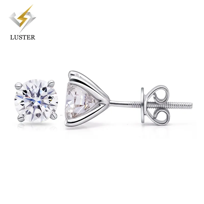 10K 14K 18K Real Solid Gold Screw Back Vvs Color D Moissanite Diamond Earring Stud