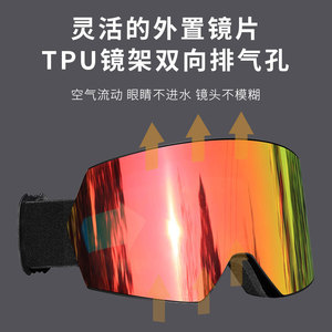 <b>Ski</b> Goggles With Tpu Frame Anti Fog Double Layer For Adults Outdoor Winter Sports One Size - Product Image 5