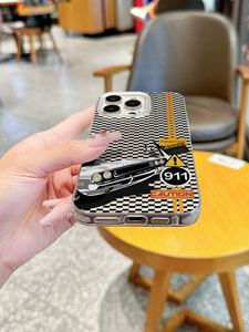 Coque de protection antichoc et anti-traces de doigts en TPU texturé <span class=keywords><strong>911</strong></span> avec étiquette d'avertissement sportif pour objectif d'appareil photo, compatible avec les téléphones 17/16/15/14 Pro Max - Product Image 4