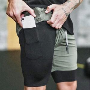 <span class=keywords><strong>Shorts</strong></span> sportivi a doppio strato da uomo con Spray arcobaleno per Fitness ad asciugatura rapida e Casual pantaloncini da basket in tinta unita da uomo - Product Image 3