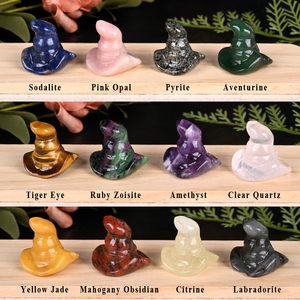 Wholesale Natural Crystal <b>Witch</b> Hat Figurine Healing Stone Craft with MOSAIC Technique for Home <b>Decoration</b> and Halloween Gift - Product Image 2
