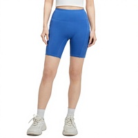 Shorts de sport pour femme, taille haute, élastiques, avec poches, en spandex tricoté, style biker, 220g, doux comme une pêche, légers