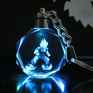 Hot Sale WUKONG KEYRINGS Customized KeychainsLED Pendant Dragon Ball Son Super Saiyajin Goku Crystal Key Chain