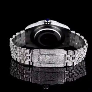 Montre de luxe pour homme en moissanite et diamant, boîtier de 5 mm, mouvement à quartz de précision, montre-bracelet haut de gamme en acier inoxydable pour affaires - Product Image 3