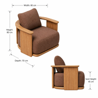 Fauteuil de loisirs vintage en bois massif, design minimaliste, luxe léger, pour hôtel, club, gîte, zone de négociation