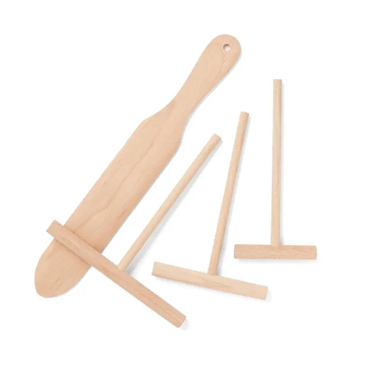 Buchenholz-Spatula-Set Buchenholz-Batterie Crêpe-Sprecher und Spatula-Set Crêpe-Werkzeuge zum Kochen