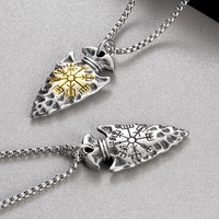 Pendentif Créatif Unisexe en Acier Inoxydable, Style Punk Rétro, Amulette Guide des Runes de la Lance Viking, Motif Bambou, pour Fête