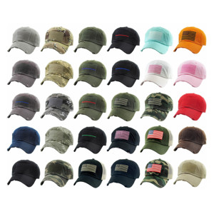 Casquette de baseball sportive à 6 panneaux en coton non structuré à profil bas avec patch brodé drapeau USA, style Dad Hat vieilli personnalisé - Product Image 1