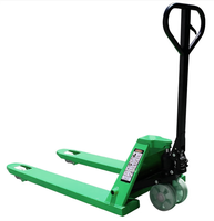 Transpalette manuel fiable 2,5T avec hauteur de levage de 200 mm et roues silencieuses en nylon PU pour usage en supermarché et salle blanche