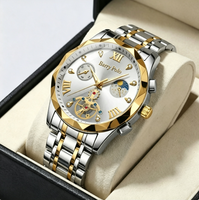 Reloj de Cuarzo Cronógrafo Decorativo de Lujo para Hombre, Caja de Aleación, Correa de Acero de 20 mm, Resistente al Agua Diaria, Manecillas Luminosas