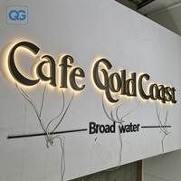 Enseigne personnalisée en lettres 3D rétroéclairées, lettres en métal peintes en noir, illuminées par LED, pour restaurant, boutique, bureau, décoration murale de salle de jeux