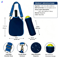 Sac de raquette de pickleball en néoprène de qualité supérieure personnalisé OEM ODM avec sangle réglable