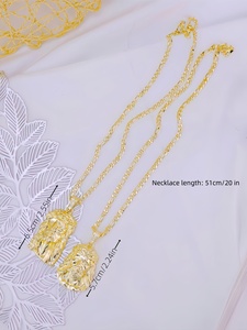 Collar <span class=keywords><strong>de</strong></span> Cadena Cubana <span class=keywords><strong>de</strong></span> Acero Inoxidable con Colgante <span class=keywords><strong>de</strong></span> Jesús Chapado en Oro Macizo, Adorno <span class=keywords><strong>de</strong></span> Cristal, Corona <span class=keywords><strong>de</strong></span> Espinas, Estilo Cristiano Urbano - Product Image 6