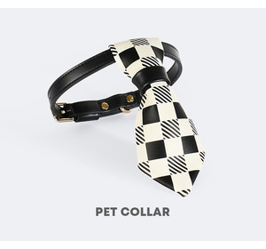Classic Checkered Dog Leash <strong>and</strong> <strong>Collar</strong> Wholesale <strong>Detachable</strong> Leather Dog <strong>Collar</strong> Neck <strong>Collar</strong> with Scarf or Bow Tie - Product Image 4