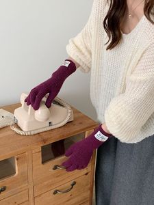 Automne hiver gants mitaines couleur unie doigt laine écran tactile corée du sud noël tricoté gants extérieur chaud gants - Product Image 6