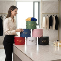 Boîte à fleurs ronde multicolores personnalisable, conteneur en papier cylindrique de qualité supérieure avec poignée en corde pour emballage floral sur mesure en gros