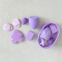 Lot d'éponges de maquillage rose vif avec pochette, houppettes en velours pour fond de teint, éponges cosmétiques en forme d'œuf pour le mélange, outils de maquillage de voyage
