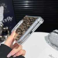 Coque de téléphone pliable en TPU+PC avec texture léopard, protection intégrale avant/arrière, antichoc, béquille intégrée, compatible charge sans fil (Prévente)