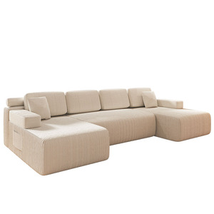 تصميم جديد لأريكة مضغوطة على شكل حرف L، أريكة سرير مضغوطة من قماش الكوردروي - Product Image 4