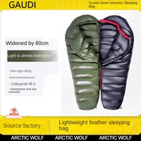 Sac de couchage en duvet de style momie en tissu nylon pour adultes, résistant à -30°C pour le camping en plein air ; Couette double légère et portable 210 cm
