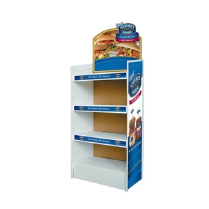 Bakery shop hot reusable corrugated pop up cardboard display stand for bread