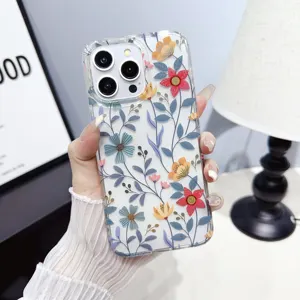 New Design IMD Flower Phone Case For Iphone 15 14 13 12 Luxury Tpu Brand Phone Case For Iphone 15 Pro Max